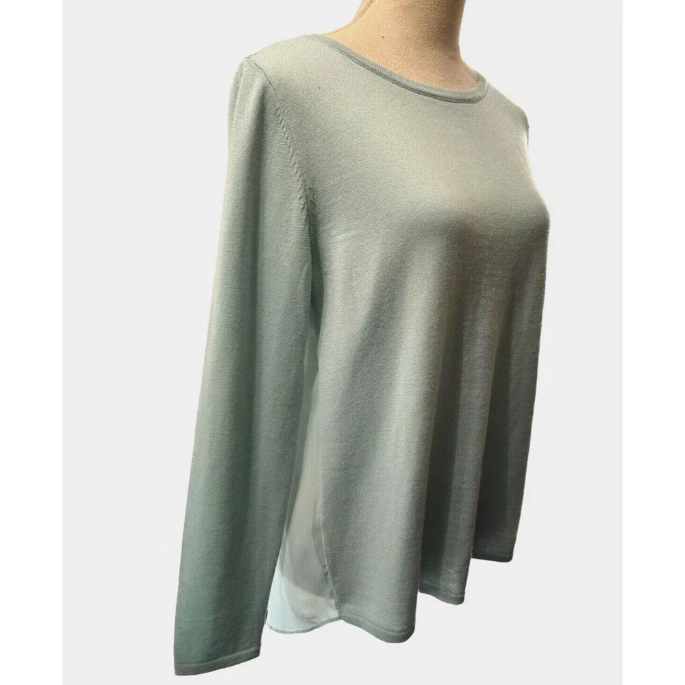 Ann Taylor Sweater Blue Merino Wool Knit Button Back Blouse Long Sleeve… - Picture 3 of 9